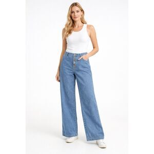 NEW Long Tall Sally Size 20 Button Fly Wide Leg Jeans 35” Inseam Indigo Wash #1